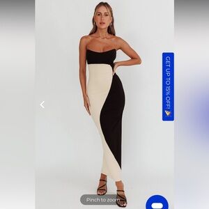 NWT! Selfie Leslie • Regent Strapless Maxi Dress Black/Beige • Size M